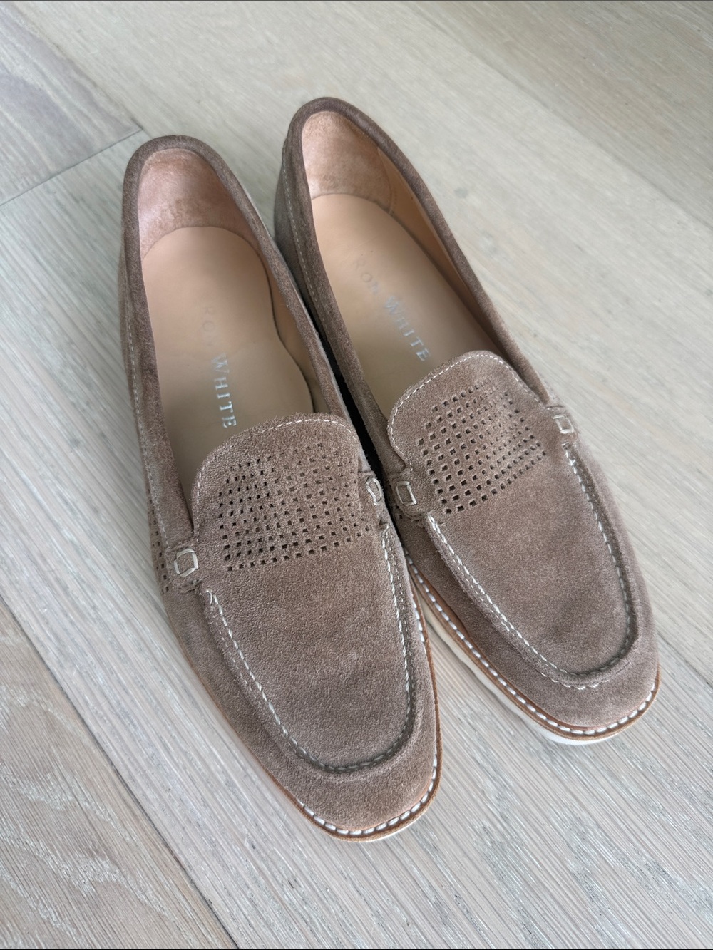 Ron white suede summer loafers